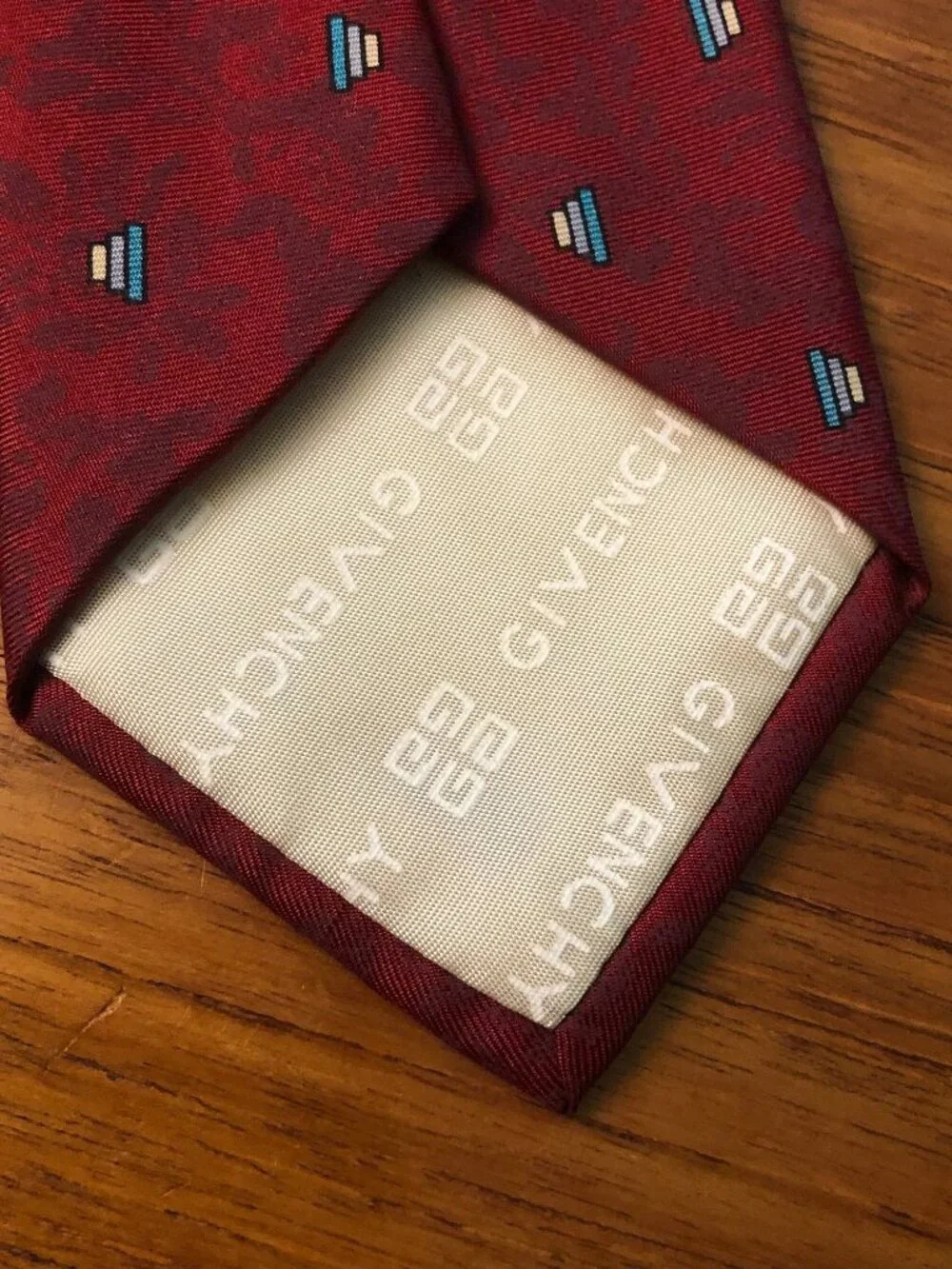 Givenchy Monsieur Silk Tie Red Geometric Pattern Made in Italy